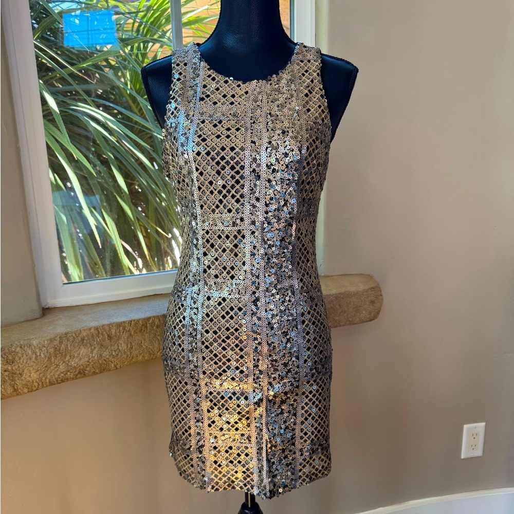 Romeo & Juliet Couture Gold-Silver Sequin Mini Dress Women’s Size Small